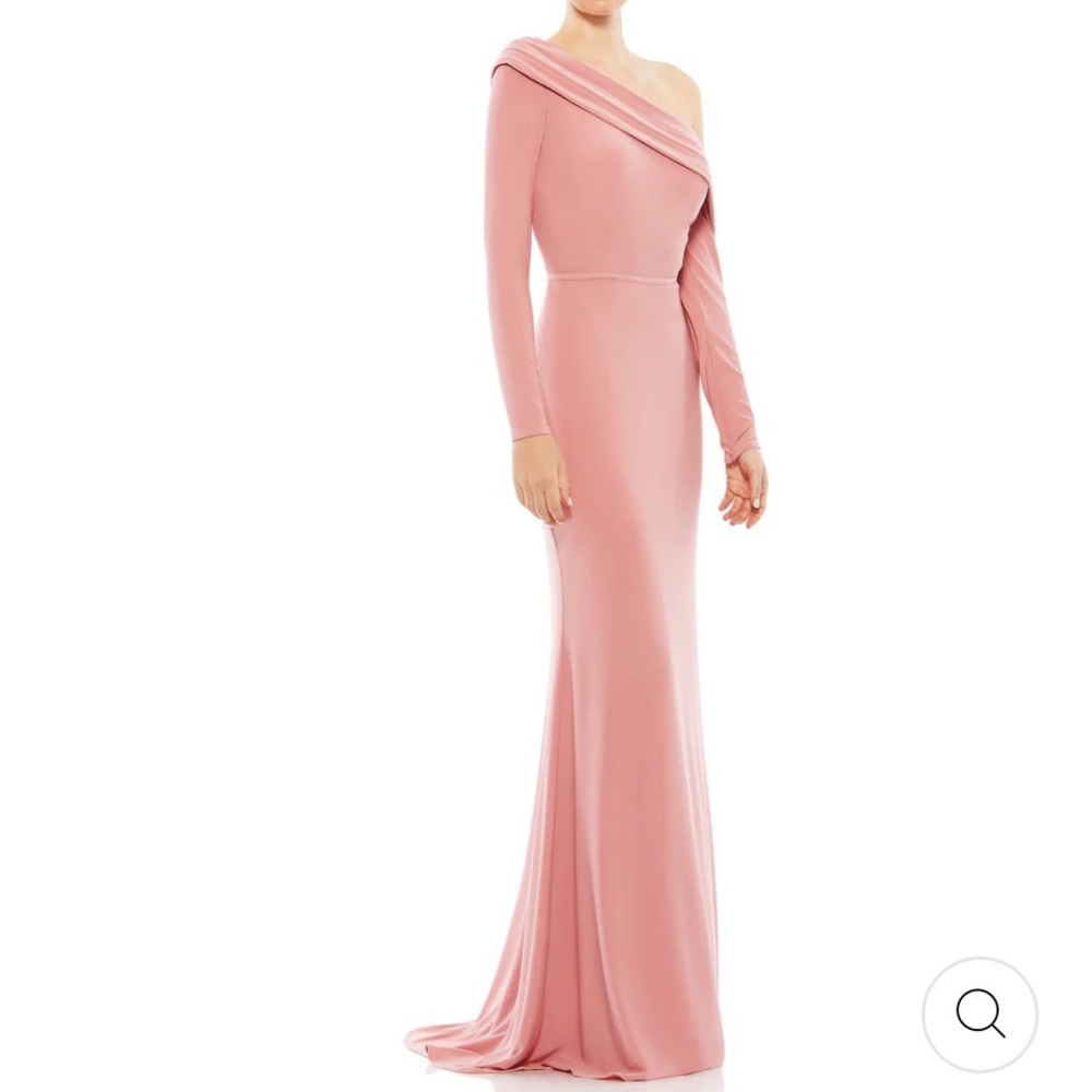MAC DUGGAL SZ 8 DROP SHOULDER LONG SLEEVE COLUMN GOWN. NWT ROSE GOLD - Picture 4 of 7